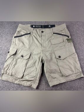 G-Star Raw Jungle Cargo Short Mens 100% Cotton 9" Utility Shorts Size 36 Green